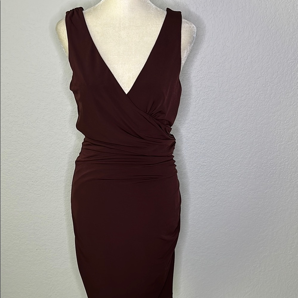 Velvet by Graham & Spencer Ruched Bodycon Formal Dress Burgundy Medium
